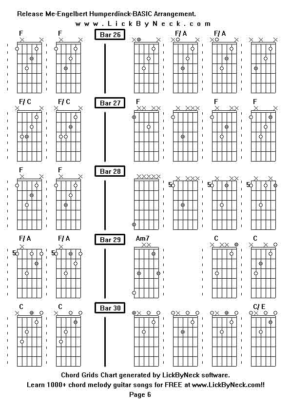 Chord Grids Chart of chord melody fingerstyle guitar song-Release Me-Engelbert Humperdinck-BASIC Arrangement,generated by LickByNeck software.